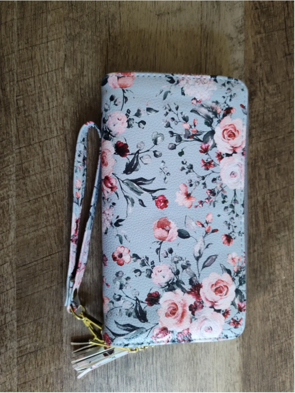 Women's Unbranded Floral Print Wristlet Wallet, One Size, Blue and Pink